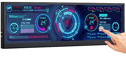 wisecoco 12.6 Zoll Sekundärbildschirm FHD IPS Touch Monitor gestreckter Bar LCD Display 1920X515 Mini HDMI für Laptop Computer Gesundheitsgeschwindigkeit Windows Aida64 Unter CPU GPU Anzeige