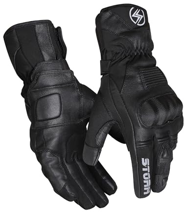 Guanti Moto Invernali, Guanti da Moto Invernali Uomo con Touch Screen, Guanti Moto Impermeabile Protezione Leggero e Caldo per Motociclismo, Ciclismo