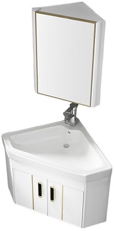 Badezimmer-Eckwaschbecken Mit Unterschrank, Eckwaschbeckenwandmontiertes Keramikwaschbecken, Waschbecken Set for Kleine Räume, Badmöbel-Set für Badezimmer & Gäste-WC(56cm)