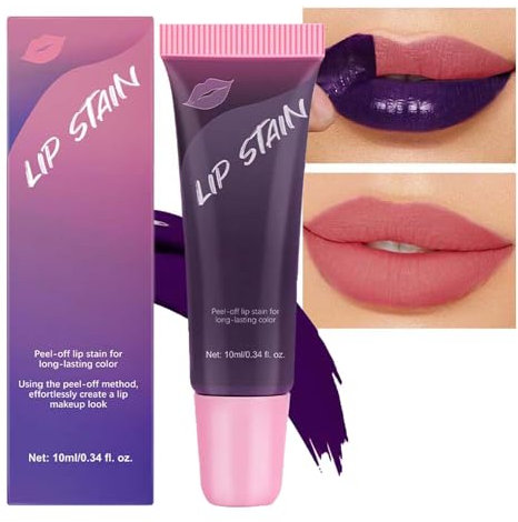 Peel Off Lip Stain, Tattoo Magic Matte Abziehbar Lip Tint, Rosa Peeling Lipgloss Non-Stick-Cup & Non-Transferred, Wasserfest & Langlebig Pink Lip Gloss, Hochpigmentiert Flüssig Lippenstift für Frauen