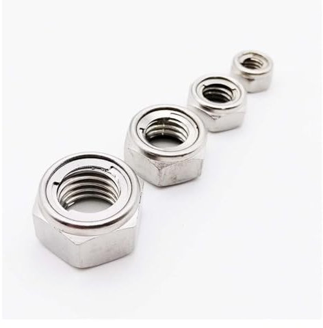 5/10 Stück M3-M16 304 Edelstahl Vorherrschendes Drehmoment Typ Ganzmetalleinsatz Sechskant-Kontermutter Selbstsichernde Sechskant-Kontermutter(5pcs M3)