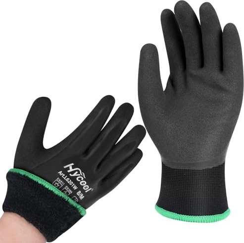 DS Safety Gants de travail d'hiver imperméables thermiques chauds Gants de montage Grip Gants de travail d'hiver Travail Double couche Nylon Gants isolés Noir (1, L)