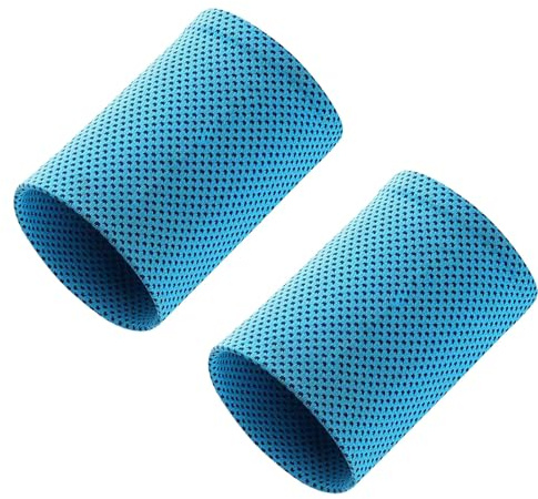 2PC Sport Sweatbands,Sudore Del Braccialetto Di Seta Del Ghiaccio,Braccialetto Di Raffreddamento Degli Accessori,Fasce Da Polso Assorbi Sudore,Per Yoga,Fitness,Moare Curva Del Braccio,Corsa,Blu,Kiuiom