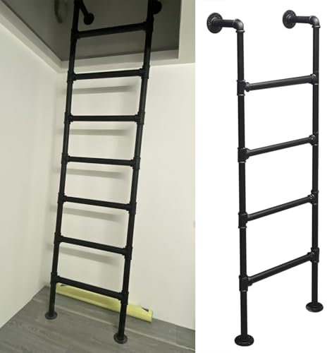 Robuste Notfallleiter für Fensterbrunnen, 119,4 cm/124,5 cm/127 cm/132,1 cm/149,9 cm/200,7 cm, Wandmontage, Dachbodenleiter, Kellerleiter, Kletterleiter, 150 kg Traglast, 2,5 m