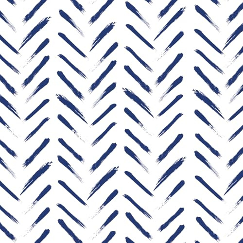 Fiula Papier peint autocollant à motif géométrique bleu et blanc - 44 cm x 15 m - En vinyle imperméable - Pour meubles de salle de bain, chambre à coucher, salon