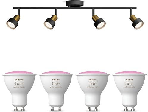 Philips Hue Conduit Aufbaustrahler (Schwarz/Gold) - 4-Flammig - Weiß/Farbe | Deckenstrahler - GU10 - Hue White and Color Ambiance