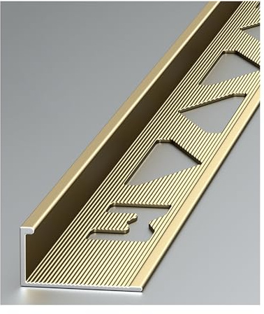 Aluminum Tile Edge Trim - for Corners & Tile to Wall Transitions | Paint Surface Guard | Heavy Duty Corner Protection | Gold,10mm/0.4in