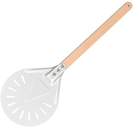 AUNMAS Pizza Turning Peel, Metal Accessories Tool med Löstagbart Handtag, Ugnsäker och Enkel Sanering för Att Baka Hemlagat Pizzabröd (9 tum) (8-tums stansad pizza spade (med 41 cm platt rund)