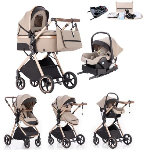 Kakbgee 3 in 1 Kinderwagen, Buggy Kompakte Faltbar,Höhenverstellbarer Griff