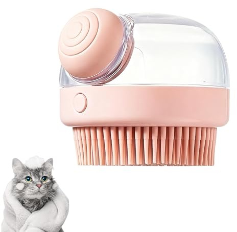 Zegnuem Shampoo Bürste Bubble Brush für Baden Katze 3 In 1 Katze Silikonmassage Pinsel Kopfhaut Reinigungspinsel Shampoo Kamm Bürste Cat Brush Fellbürste