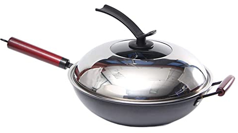 Gcljlmy Wok antiadherente de alta calidad con tapa, sartén para todo tipo de fuegos (32 cm)