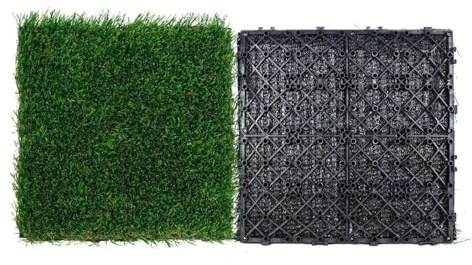DHYUACN Dallage Gazon Synthétique Dalles de Gazon Artificiel emboîtables 9 pièces, 305 x mm, Auto-drainantes, for l'extérieur et l'intérieur, Tapis for Chien, for entrée