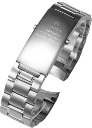 ROUREOX Massivt Klockarmband Rostfritt Stål 20mm 22mm Böjda Ändar, Metall Ersättningsband Länk för Omega Seamaster 300 Collection-B 20mm