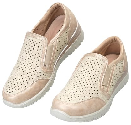 CLEIKS Penny Loafers Donna con Plantare Estate Scarpe Casual Sandali Clogs & Loafers per Donna Scarpe da Business Mocassino (Oro, 38 EU, WCL260328-10)