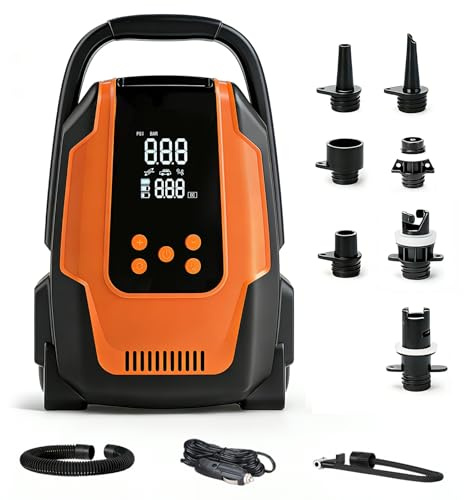 Ruitx SUP Pumpe Elektrisch, 50PSI 3in1 Elektrische SUP Luftpumpe 12V DC Autoanschluss mit Inflation Auto-Off/Ausgasungsfunktion/LED, für Paddel/Kajaks/Autoreifen/Boote/Zelt Usw