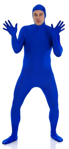 Fancysky Overall för kvinnor och män, unisex maskeraddräkt, för vuxna, halloween, karneval, cosplay-dräkt, med öppet ansikte (blå, XL)