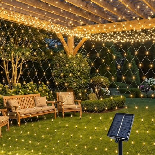Artrastar Solar Lichternetz Außen 1.5mx1.5m 96LED | Solar Lichterkette Outdoor Netz mit 8Modi&Speicherfunktion, für Weihnachten Garten Balkon Zaun Büsche