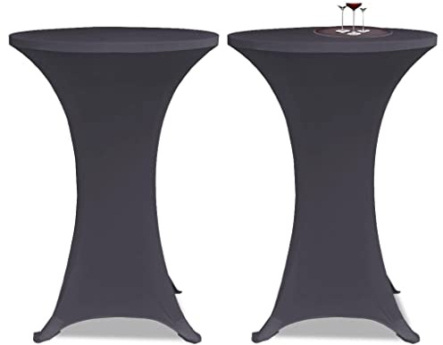 sephironlbb Tischhusse Stretchhusse 2 Stück 70 cm Anthrazit elastisch waschbar rutschfest Spannbezug für Stehtisch Schutzhülle Dekoration Bankett Hochzeit Wohnzimmer Esszimmer