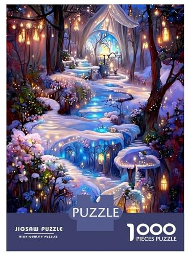 Fantasy Forest Path Jigsaw Puzzle for Adults 1000 Piece Jigsaw Puzzle Night Lights Relaxing Gift for Home 52x38cm/1000pcs