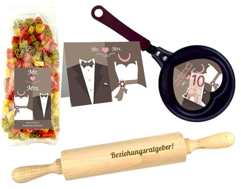 schenken-24 Geschenkset zur Hochzeit 4-teilig/Hochzeitsgeld zum verbraten/Mr & Mrs/zum Geld verschenken/Geldgeschenk Hochzeit (Beziehungsratgeber)