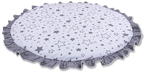 Amilian® Krabbeldecke Spieldecke Decke Kinderteppich Kriechmatte Spielbögen Gute Nacht Grau (140 cm)