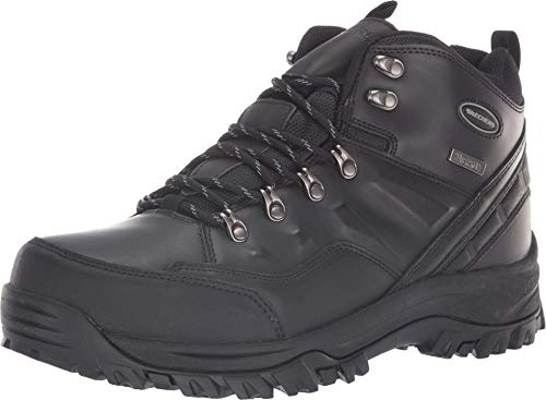 Skechers Relment Traven Herr Klassiska stövlar Walking, Svart läder, 44 EU
