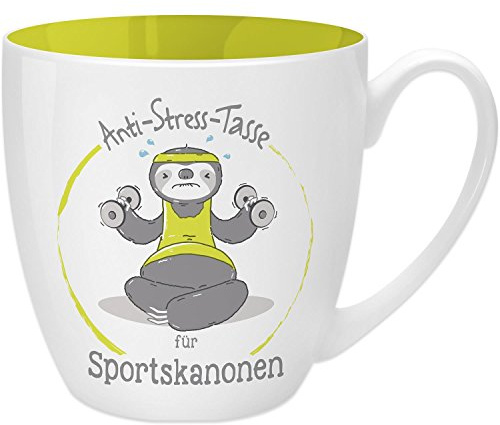 GRUSS & CO Anti-Stress-Tasse Motiv Sportskanonen | Tasse mit Spruch, 45 cl, New Bone China | Geschenk lustig | 45522, 1 Stück (1er Pack)