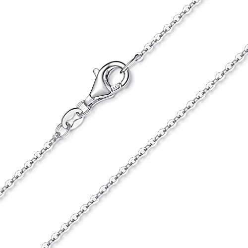 Feine Damen Kette aus 925 Silber rhodiniert Halskette 1,2mm in 40-80cm K97 | Ankerkette für Frauen und Mädchen aus Sterlingsilber von MATERIA by Matthias Wagner
