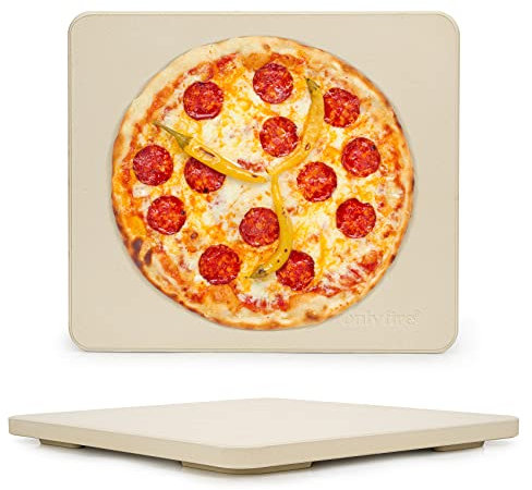 Onlyfire Piedra de cerámica resistente para asar pizzas, piedra rectangular de 14 x 16 pulgadas para la mejor pizza crujiente, perfecta para horno, barbacoa y parrilla, resistente a los golpes