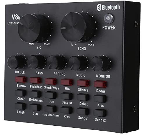 Cartes son externes, V8S Live Broadcast Sound Card Audio DJ Mixer, Mobile Phone USB Host Multifonction Portable Live Sound Card Computer for Karaoke Computer Live Recording