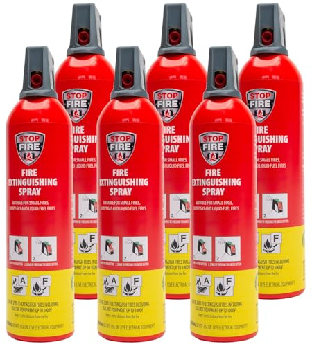 XENOTEC PREMIUM Feuerlöschspray – 6er Set - 750ml – Stopfire – Autofeuerlöscher – REINOLDMAX – wiederverwendbar – geeignet für Fettbrände – 6 x 750g