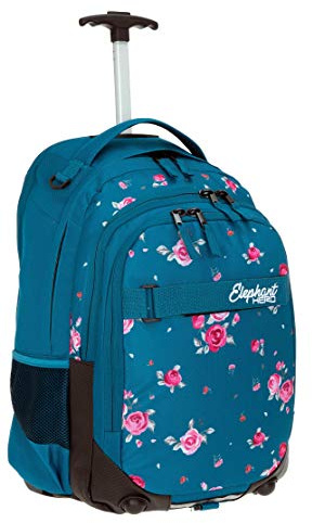 Elephant Schultrolley Rucksack Trolley Mädchen 12848 Blue Flower | Hero Signature Kinder Schule Schulrucksack mit Rollen Räder Trolly Rucksacktrolley Trolleyrucksack Auswahl Blau Blume