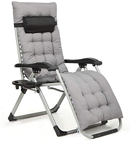 Intimate WM Heart Klappbarer Strandstuhl, Liegestuhl ohne Schwerelosigkeit, mit Becherhalter und Verstellbarer Kopfstütze, Bequemem Wattepad, Teslin-Netz, schwarz TY03