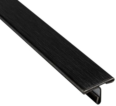 T-Profil Edelstahl Übergangsprofil V2A 2,5m 15mm schwarz anthrazit | Für saubere Übergänge zwischen Fliesen, Laminat und Bodenbelägen, 15mm Übergangshöhe, 2,5m, V2A Edelstahl, gebürstet, schwarz