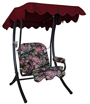 ANGERER Hollywoodschaukel 1-Sitzer schwarz-bunt geblümt | Gartenschaukel Made in Germany, Schaukel zum Sitzen und Entspannen, einfache Montage