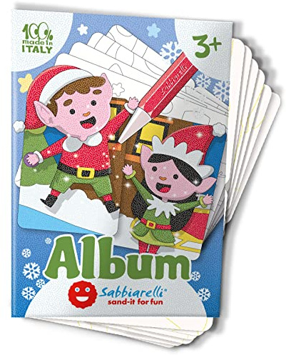 Sabbiarelli – Album Villaggio di Natale | Fogli Adesivi per Sand Art | Contiene 10 Disegni Adesivi A6 | 100% Made in Italy | Lavoretti Creativi | Bambini 3-5 anni | SABBIA COLORATA NON INCLUSA