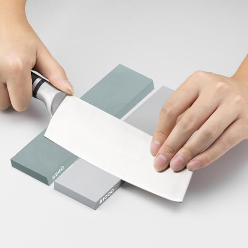 Hawerk Afilador Cuchillos - Set 2x Piedra para Afilar Cuchillos - Grano 240 y 1000 - Afila Hojas de Cuchillos Japoneses Cocina Navajas Cuchillas - Afilador de cuchillos profesional