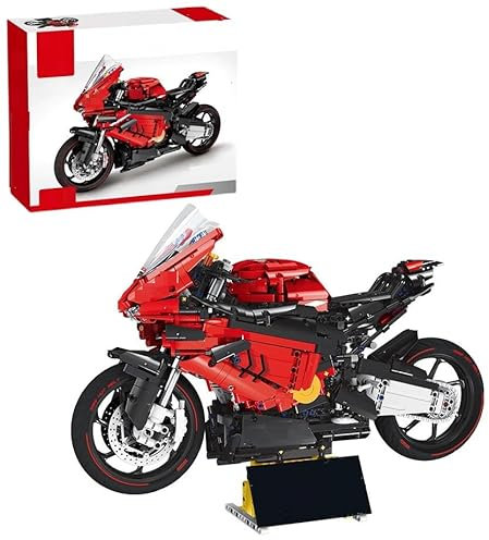 Auforua Technik Motorrad Bausatz, 1:5 Groß Motorrad Modellbausatz, 2008 Teile MOC Klemmbausteine Motorrad Set, Technik Motorrad Bausteine