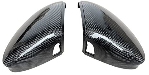 Rückspiegelabdeckung Für VW Für Golf 8 MK8 2020 2021 Premium Carbon Look Schwarz Und Bright Black Auto Rückspiegel Gehäuseabdeckung Spiegelkappen (Farbe : with Side Assist-1)