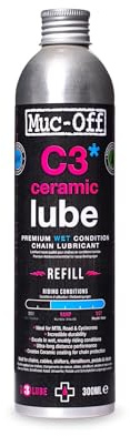 Muc-Off C3 Wet Chain Lube, 10.14 fl oz - Ceramic Bike Lube Refill, Bike Chain Oil, Chain Wax for Wet Weather Conditions - Bike Lubricant and Bicycle Chain Oil