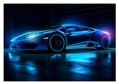 WallArena - Vlies Fototapete Kinderzimmer 416x254 cm Auto Sportwagen Gaming Junge für Kinder Jungs - Fototapeten Tapeten für Kinder Kindertapete - Vliestapete Wandtapete Tapete 3D Effekt