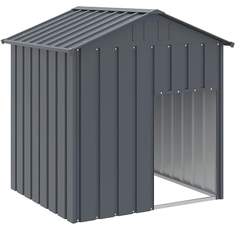 vidaXL Niche pour Chien avec Toit, Abri pour Chien avec Loquet, Cage pour Animaux de Compagnie, Maison d’Extérieur Patio, Anthracite 117x103x123 cm