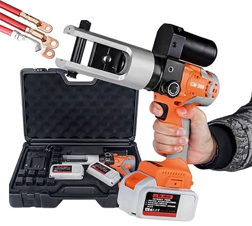 Wiederaufladbares Hydraulisches Kabel-crimpwerkzeug-Set, Mit 11 Crimpeinsätzen (16–300 Mm²) Und 2 Akkus, Für Robuste Kabelschuhe, Batterieklemmen Und Kupferkabelschuhe