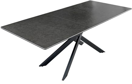 Riess Ambiente Esstisch Alpine 200cm - anthrazit schwarz - Keramik | 10 Sitzplätze, 60 kg Belastbarkeit, industrial-Design, wohnlicher Look, sicherer Stand, Eyecatcher, Metallgestell