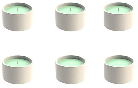 Flammskålar citronella för utomhusbruk, 6 stycken – utomhusljus terrakotta – för din trädgård – eldskålar i set med 6 st, 15 h brinntid – Ø 9,8 x H 6,2 cm (grön)