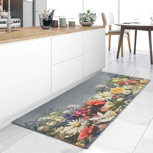 HomeLife PVC Küchenläufer waschbar & rutschfest | 52 × 280 cm | PVC Teppich Läufer für Küche, Flur & Bad | Polyester Teppich für Eingangsbereich Innen & Außenbereich | DesignBlütenpoesie