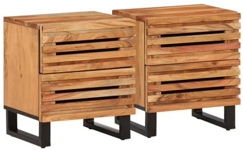 vidaXL Nachttische 2 STK. 40x34x46 cm Massivholz Akazie