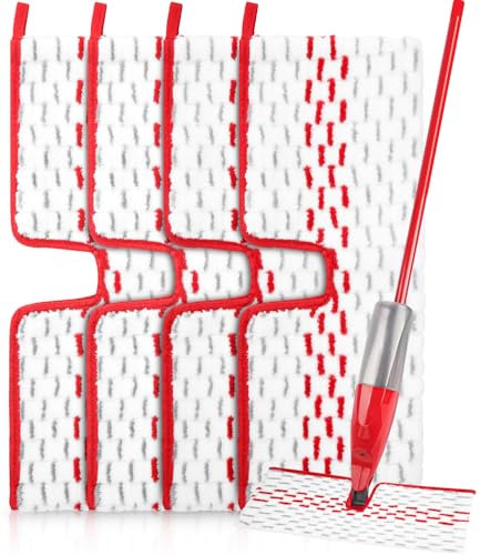 Bixury 4 Stück Mikrofaser Mop Pads für Vileda 1-2 Spraymax Sprühwischer Ersatzbezug Set Wiederverwendbar Mop Reinigung Pads Bodenwischer Bezug Ersatz-Moppköpfe für Hartholz Laminatböden Keramikböden