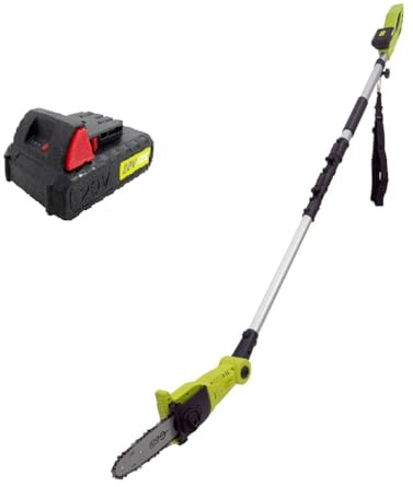 Garden Gear Cordless Telescopic Pole Chainsaw 2 x 20V Lithium-ion Batteries 1 x Charger, 30° Adjustable Head 3m Extendable Reach 3.8kg Weight