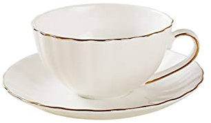 GKJHTED Kaffeetasse Kaffeetassen Keramik 210ML Porzellan Teetasse mit Goldrand KaffeetassenWeißes Teetassen-Set